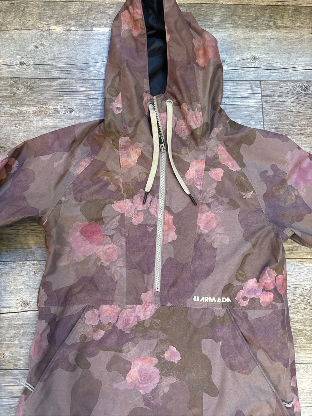 Armada Floral Camo Hooded Pullover - Mauve Pink SMALL